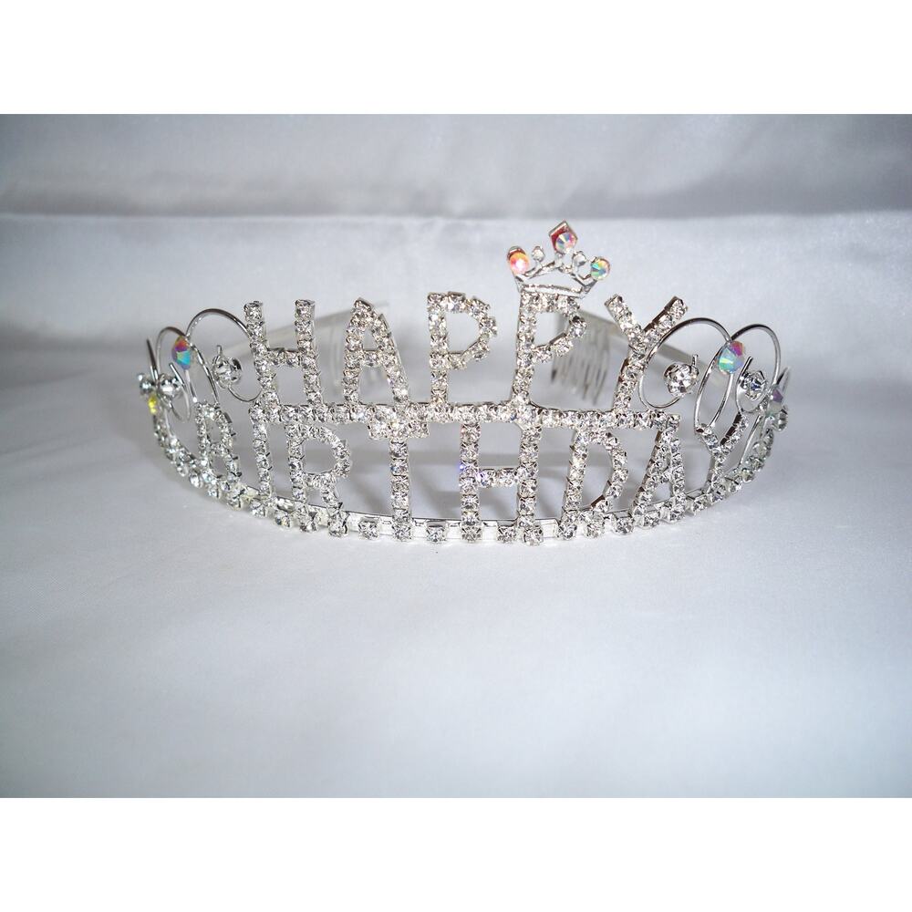 Happy Birthday tiara, rhinestone birthday party birthday princess tiara crown